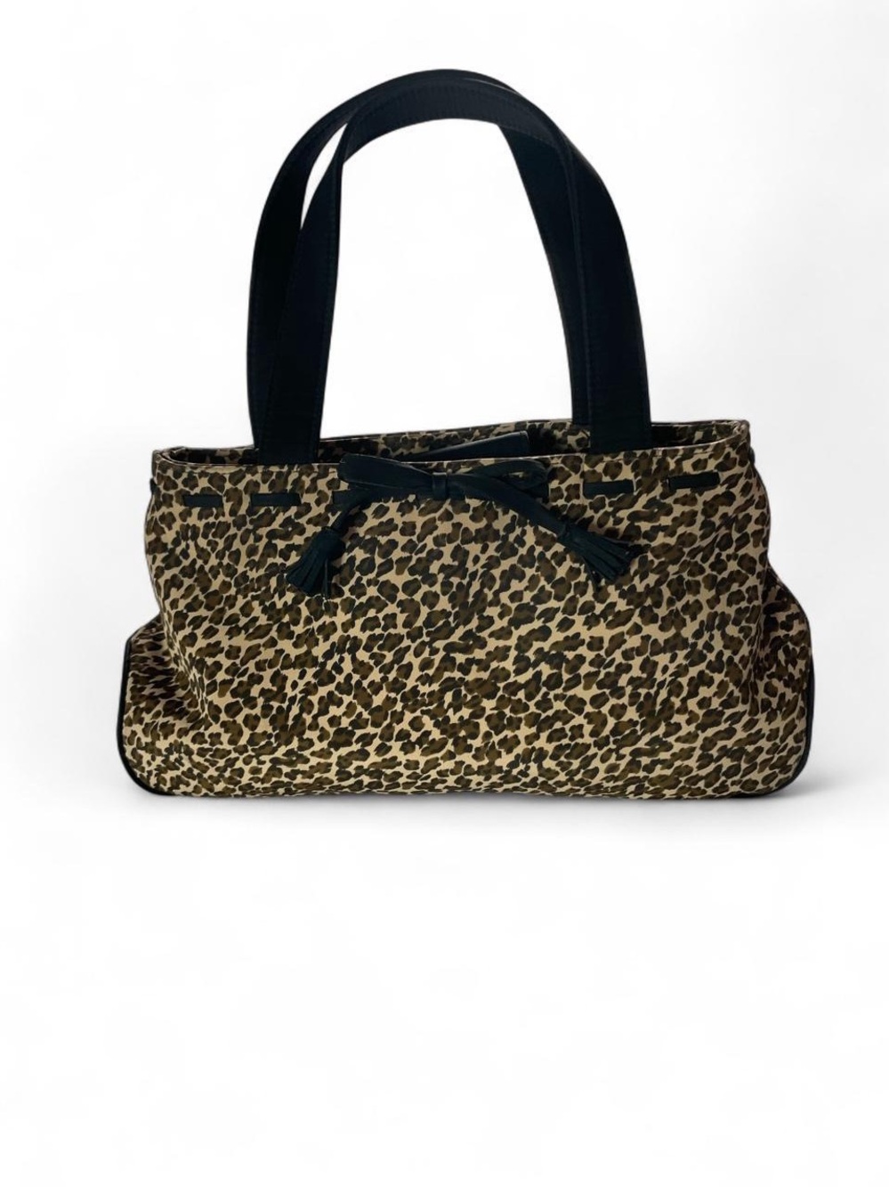 Leopard Print Mini Tote Bag with Black Trim